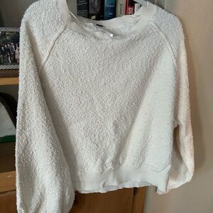 Free People Cream Textured Knit Sweater